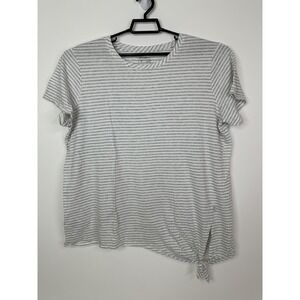 Eddie Bauer Womens‎ 2XL Striped T Shirt Tie Knot Short Sleeve Casual Top